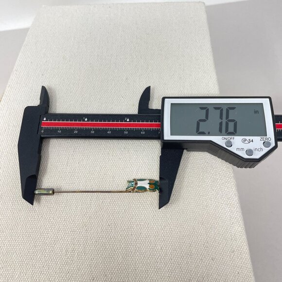 Cloisonne Enamel Owl Stick Pin Novelty Bird Vintage Gold-Tone Green - Picture 12 of 13